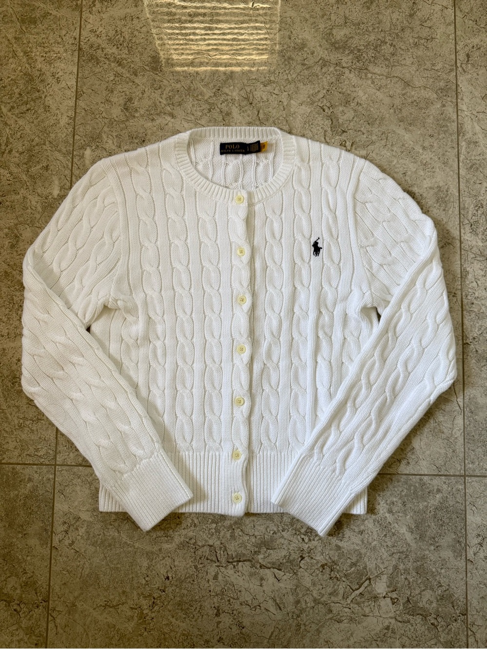 Polo Ralph Lauren Cable-Knit Cotton Crewneck Cardigan size L